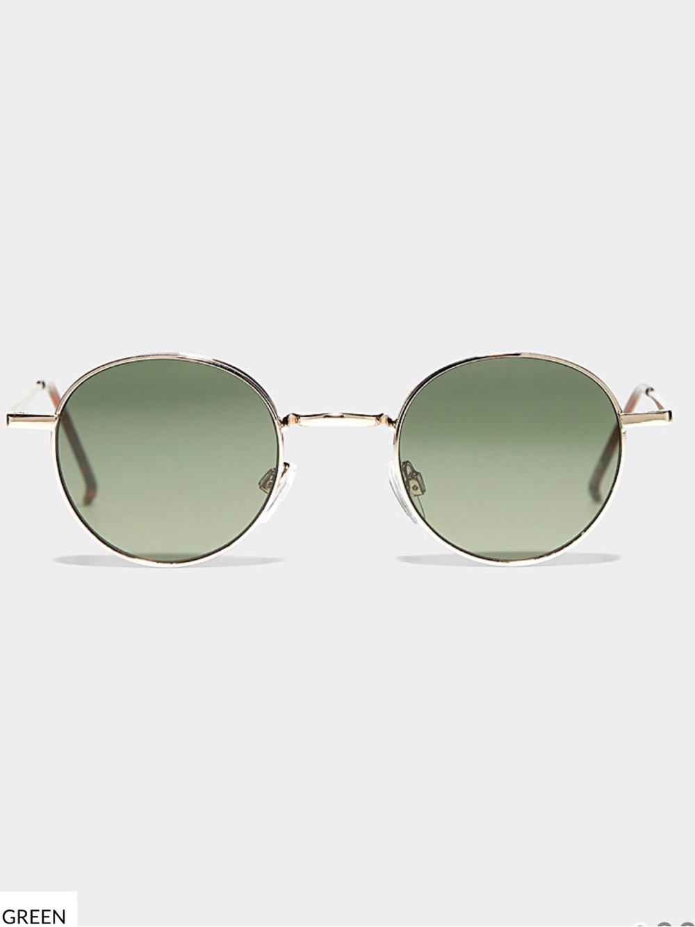 Gold Frame Round Sunglasses - Green Lenses
